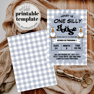 Invitation Une oie sotte drôle mignonne garçon 1er fête d'ann