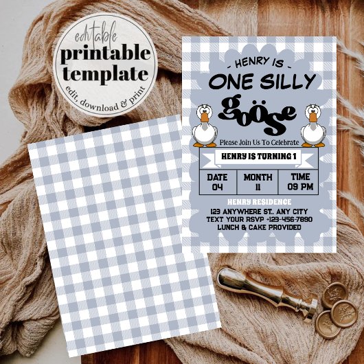 Invitation Une oie sotte drôle mignonne garçon 1er fête d'ann