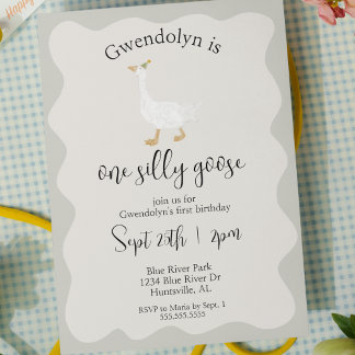 Invitation Une oie sotte Drôle Mignonne Première fête d'anniv