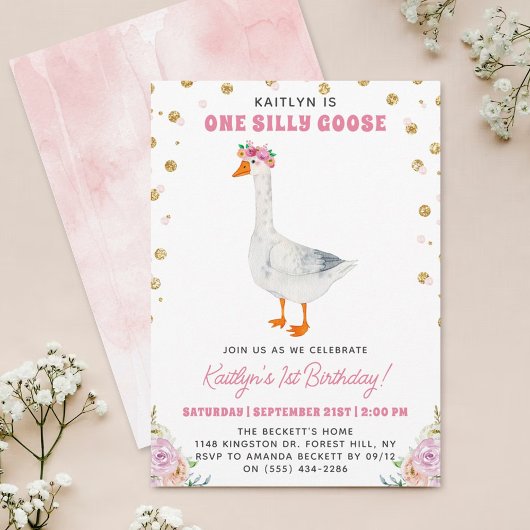 Invitation Une oie sotte fille 1er anniversaire