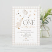 Invitation Une oie sotte Neutre 1er anniversaire En vichy bei (Debout devant)