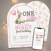 Invitation Une oie sotte Personalisé 1er Anniversaire Arc