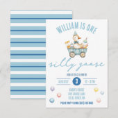 Invitation Une oie sotte, première fête d'anniversaire (Devant / Derrière)