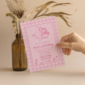 Invitation Une oie sotte rose dessinée fille 1er premier anni