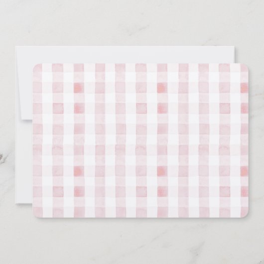 Invitation Une oie sotte rose En vichy fille 1er anniversaire (Dos)