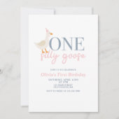 Invitation Une oie sotte rose et bleu (Devant)