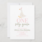 Invitation Une oie sotte rose et verte (Devant)