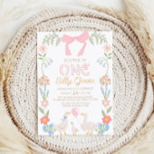Invitation Une oie sotte rose florale 1er anniversaire