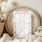 Invitation Une oie sotte rose florale 1er anniversaire