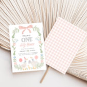 Invitation Une oie sotte rose florale 1er anniversaire