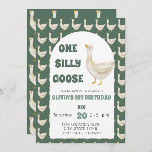 Invitation Une oie sotte Sexe Fête neutre Anniversaire (Devant / Derrière)