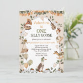 Invitation Une oie sotte Vintage Neutre Premier Anniversaire (Debout devant)