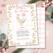 Une oie sotte vintage rose canard 1er anniversaire