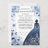 Invitation Une Ombre Ice Sky Gold Royal Blue Quinceanera (Devant)