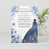 Invitation Une Ombre Ice Sky Gold Royal Blue Quinceanera (Debout devant)