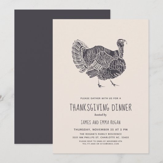 Invitation Une partie fière de thanksgiving de la Turquie | (Devant / Derrière)