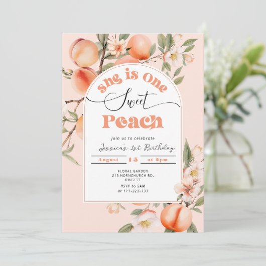 Invitation Une pêche douce 1er anniversaire (Debout devant)