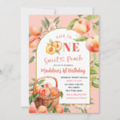 Invitation Une Pêche Douce Fruit D'Été Premier Anniversaire (Devant)