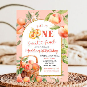 Invitation Une Pêche Douce Fruit D'Été Premier Anniversaire