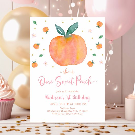 Invitation Une Pêche Douce Premier anniversaire