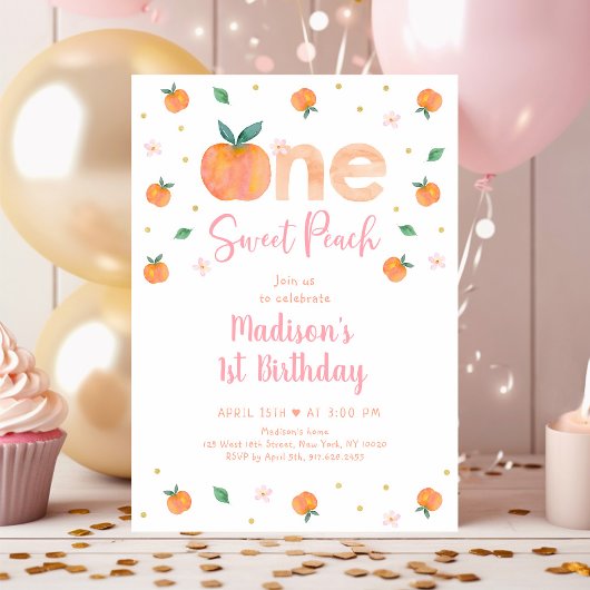 Invitation Une Pêche Douce Premier anniversaire