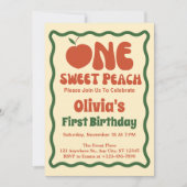 Invitation Une Pêche Douce - Wavy Retro Peach 1er Anniversair (Devant)