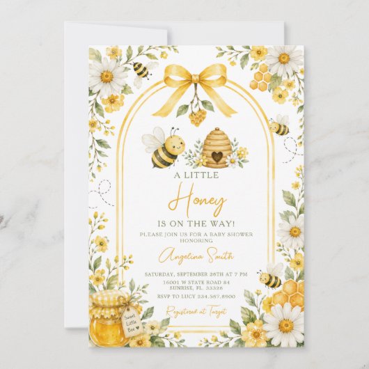 Invitation Une petite abeille jaune bébé Shower Daisy (Devant)
