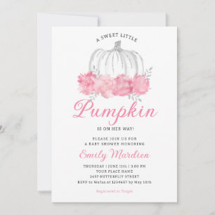 Invitation Une petite aquarelle Citrouille Baby shower floral