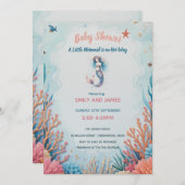 Invitation Une Petite Aquarelle De Sirène Sous Mer (Devant / Derrière)