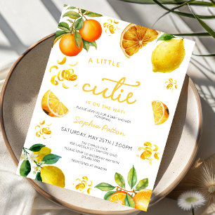 Invitation une petite aquarelle mignonne d'orange citrus lemo