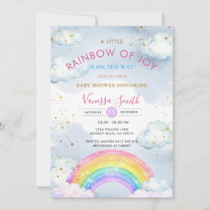 Invitation Une petite Arc-en-ciel de Joie Paillettes Dorées B