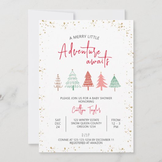 Invitation Une Petite Aventure Merry Attend Le Baby shower (Devant)