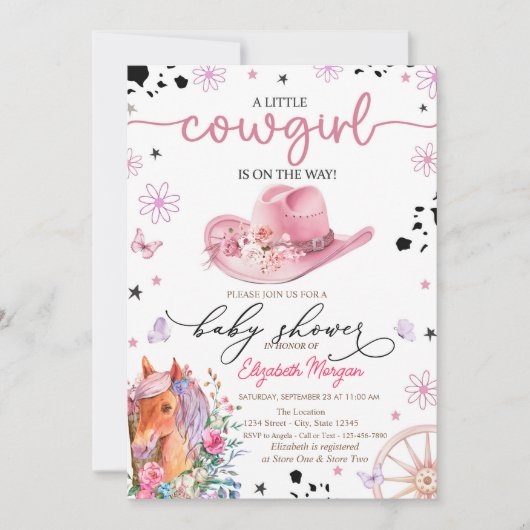 Invitation Une petite baby shower Cowgirl Pony (Devant)