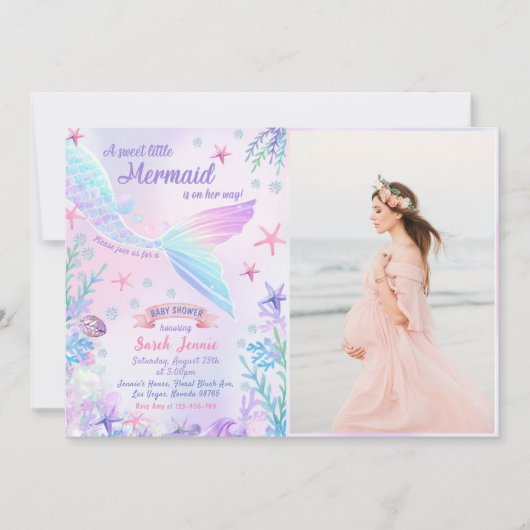 Invitation Une petite Baby shower de sirène douce (Devant)