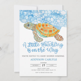 Invitation Une petite Baby Shower pour garçon Tortue de mer n