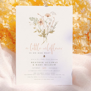 Invitation Une petite Baby Shower thème bohème Fleur des cham