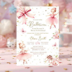 Invitation Une Petite Ballerine Rose Est En Route Baby Shower