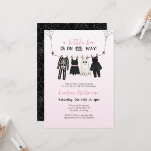 Invitation Une petite boo est en route Halloween Fille Rose