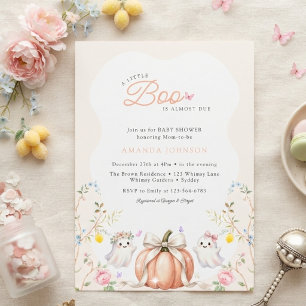 Invitation Une petite boo mignonne Fête Prénatale Rose d'Octo
