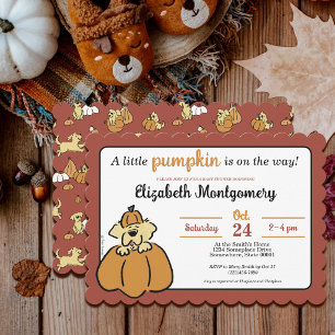 Invitation Une petite chiot citrouille mignonne Baby Shower d