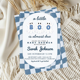 Invitation Une petite chouette est due Baby Shower à carreaux