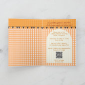 Invitation Une petite chouette est due Orange Gingham Code QR (Intérieur)