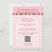 Invitation Une petite chouette est due Rose Gingham QR Code B (Dos)
