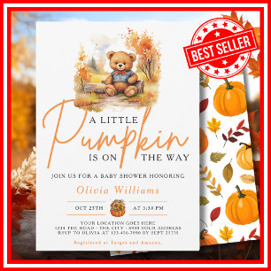 Invitation Une petite citrouille automne automnal OURSON MIGN