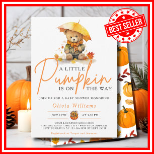 Invitation Une petite citrouille automne automnal OURSON MIGN