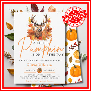 Invitation Une petite citrouille automne bébé fawn Shower