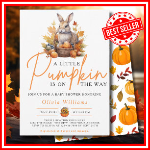 Invitation Une petite citrouille automne bébé LAPIN Shower