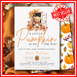 Invitation Une petite citrouille automne bébé ours MIGNON Sho