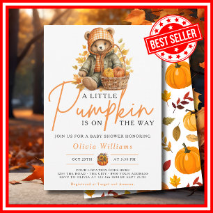 Invitation Une petite citrouille automne bébé ours MIGNON Sho
