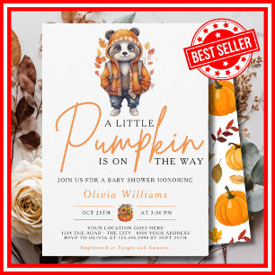 Invitation Une petite citrouille automne bébé PANDA Shower